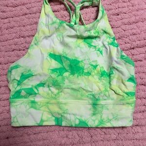 Lululemon Green and White Tie-Dye Sports Bra